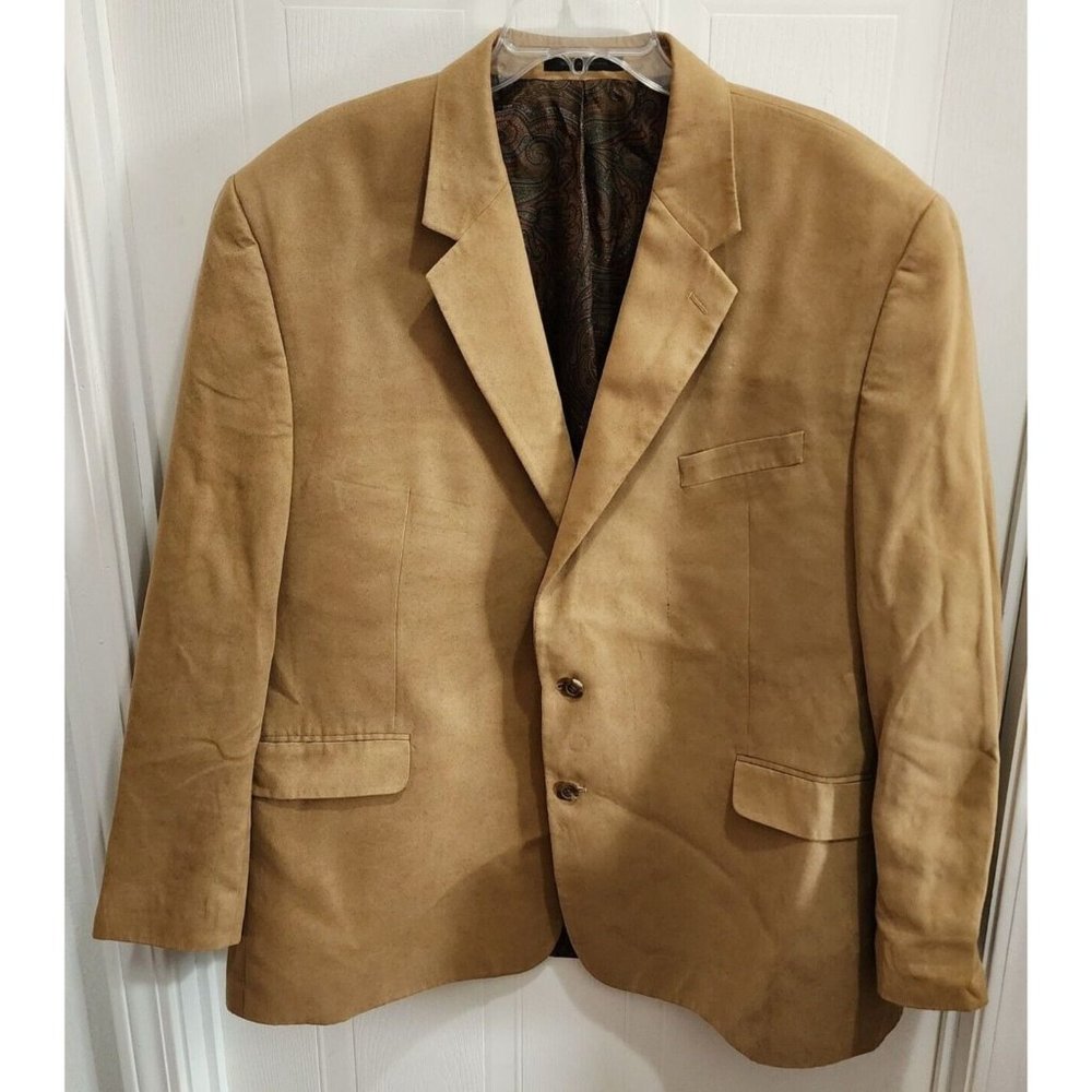 LAUREN Ralph Lauren Faux Suede Sport Coat Suit Jacket Blazer 2 Button Brown 50R